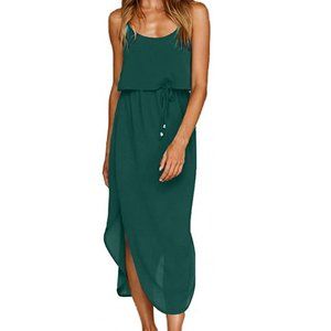 Adjustable Strappy Summer Beach Casual Midi Dress